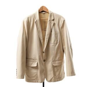 L.L. Bean Field Blazer Large Mens Utility Safari Sport Jacket Khaki Elbow Patch